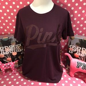 NWT VS PINK maroon leopard Campus Tee